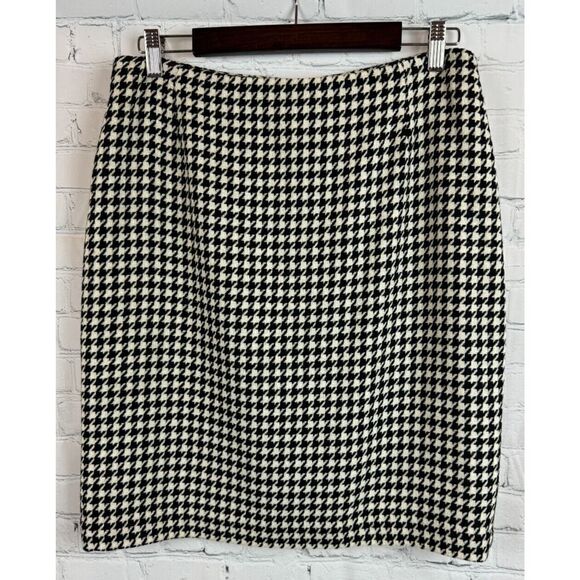 ANNEX CASUAL CORNER white black houndstooth wool blend pencil straight skirt 14 - Picture 1 of 7